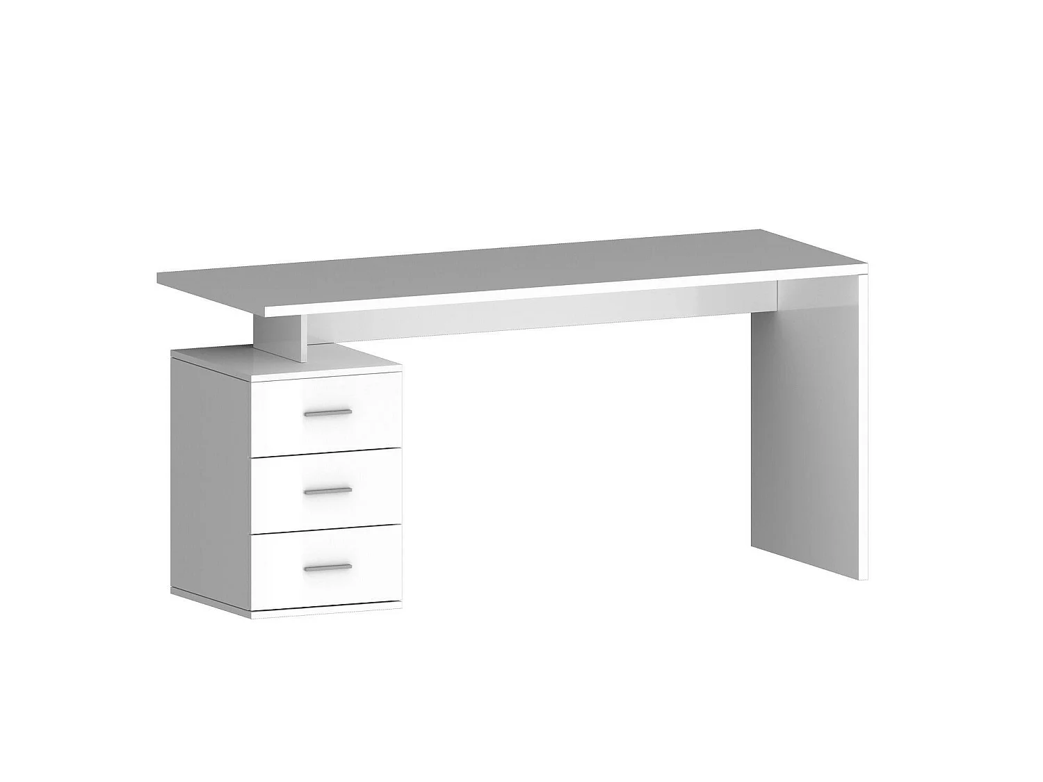 Abisse bureau, modulair, gemaakt in Italië, 160x60x75h cm hoogglans wit, 3 lades, kleurverloop, hoogglans structuur
