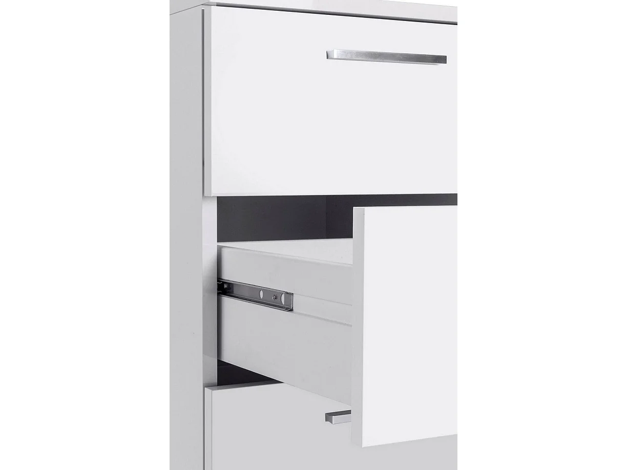 Abisse bureau, modulair, gemaakt in Italië, 160x60x75h cm hoogglans wit, 3 lades, kleurverloop, hoogglans structuur