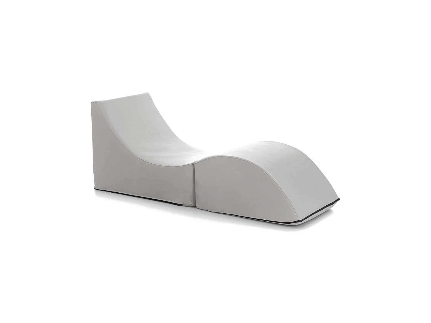 Dabaz opklapbed, Poef om te bouwen tot een eenpersoonsbed, 100% Made in Italy, Poef om te bouwen tot chaise longue in eco-leer, 130x50h50 cm, Wit