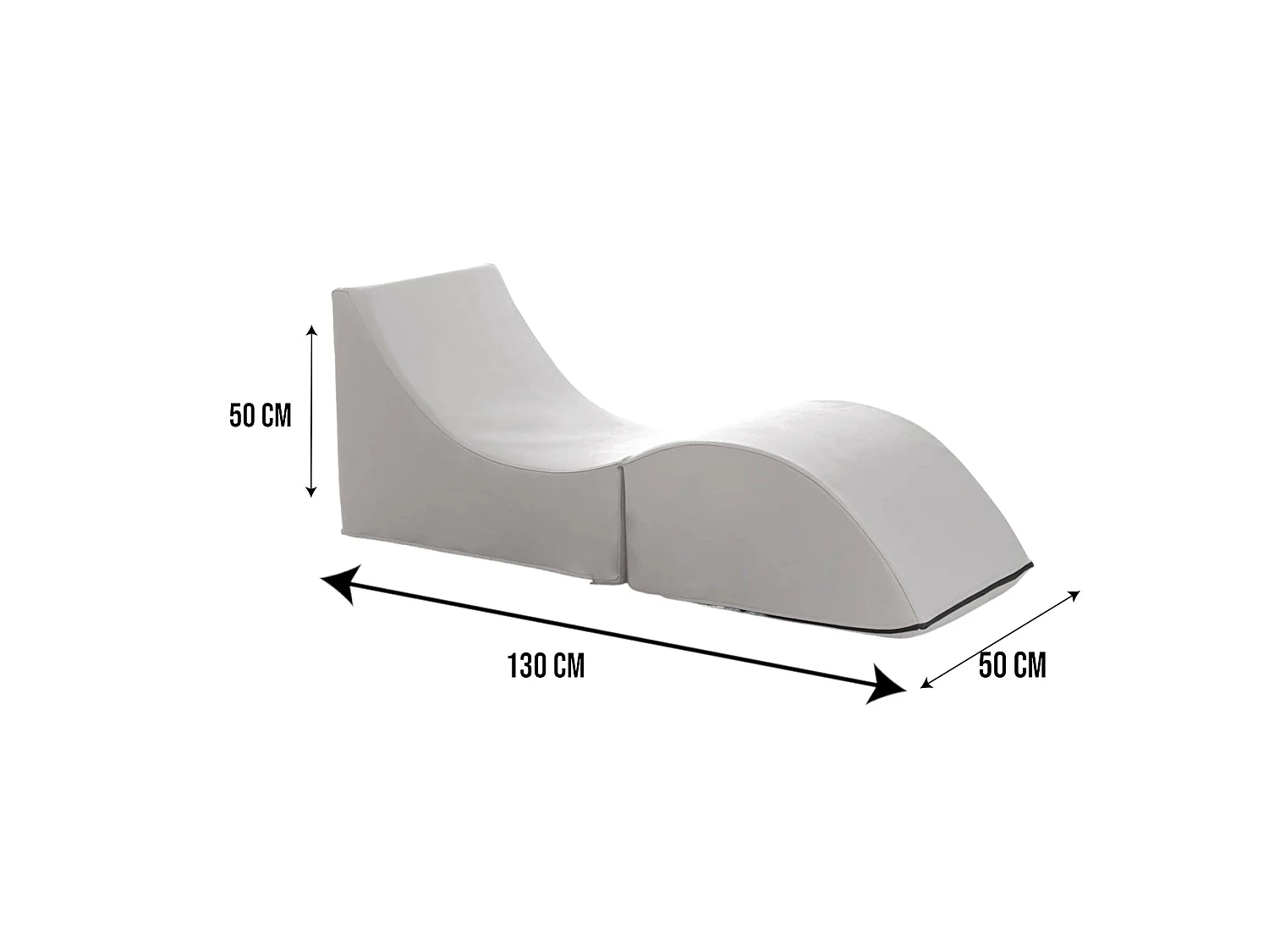 Dabaz opklapbed, Poef om te bouwen tot een eenpersoonsbed, 100% Made in Italy, Poef om te bouwen tot chaise longue in eco-leer, 130x50h50 cm, Wit