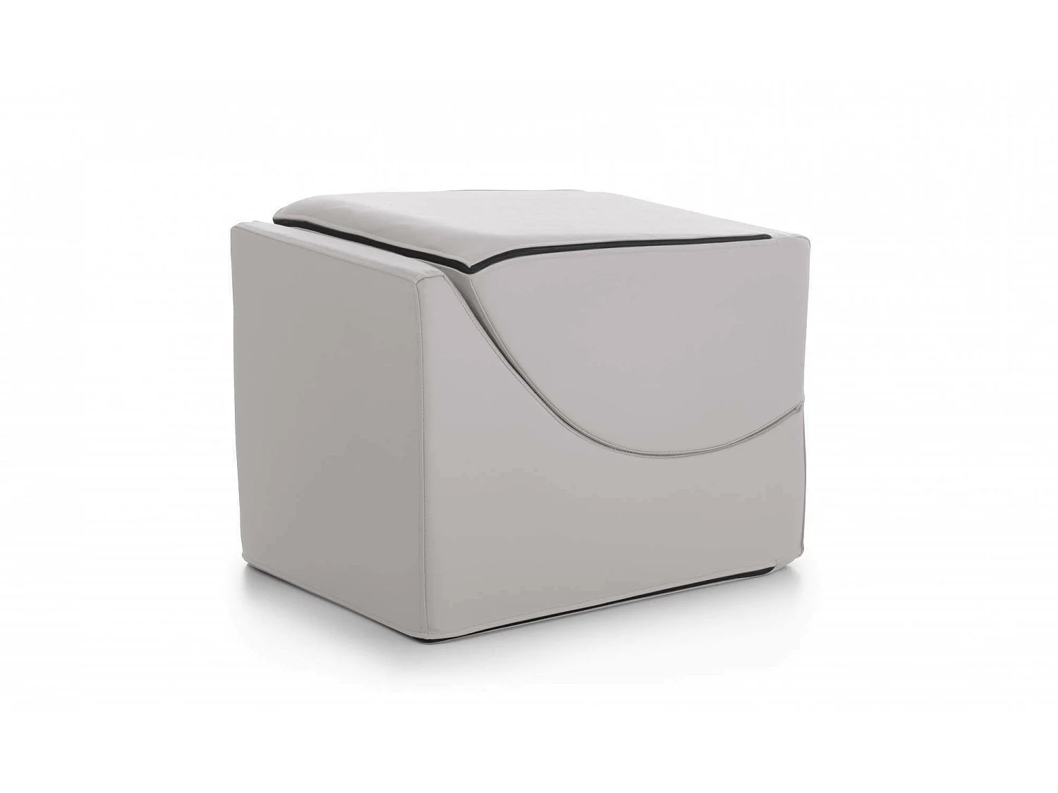 Dabaz opklapbed, Poef om te bouwen tot een eenpersoonsbed, 100% Made in Italy, Poef om te bouwen tot chaise longue in eco-leer, 130x50h50 cm, Wit