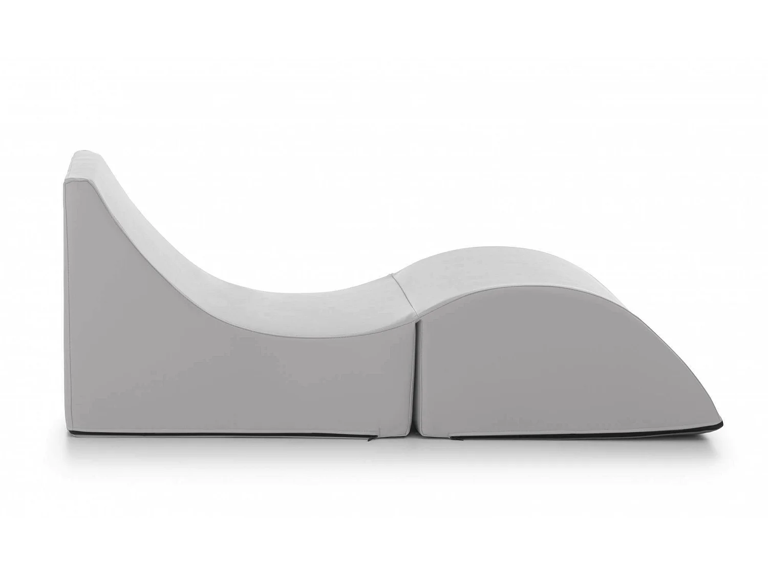 Dabaz opklapbed, Poef om te bouwen tot een eenpersoonsbed, 100% Made in Italy, Poef om te bouwen tot chaise longue in eco-leer, 130x50h50 cm, Wit
