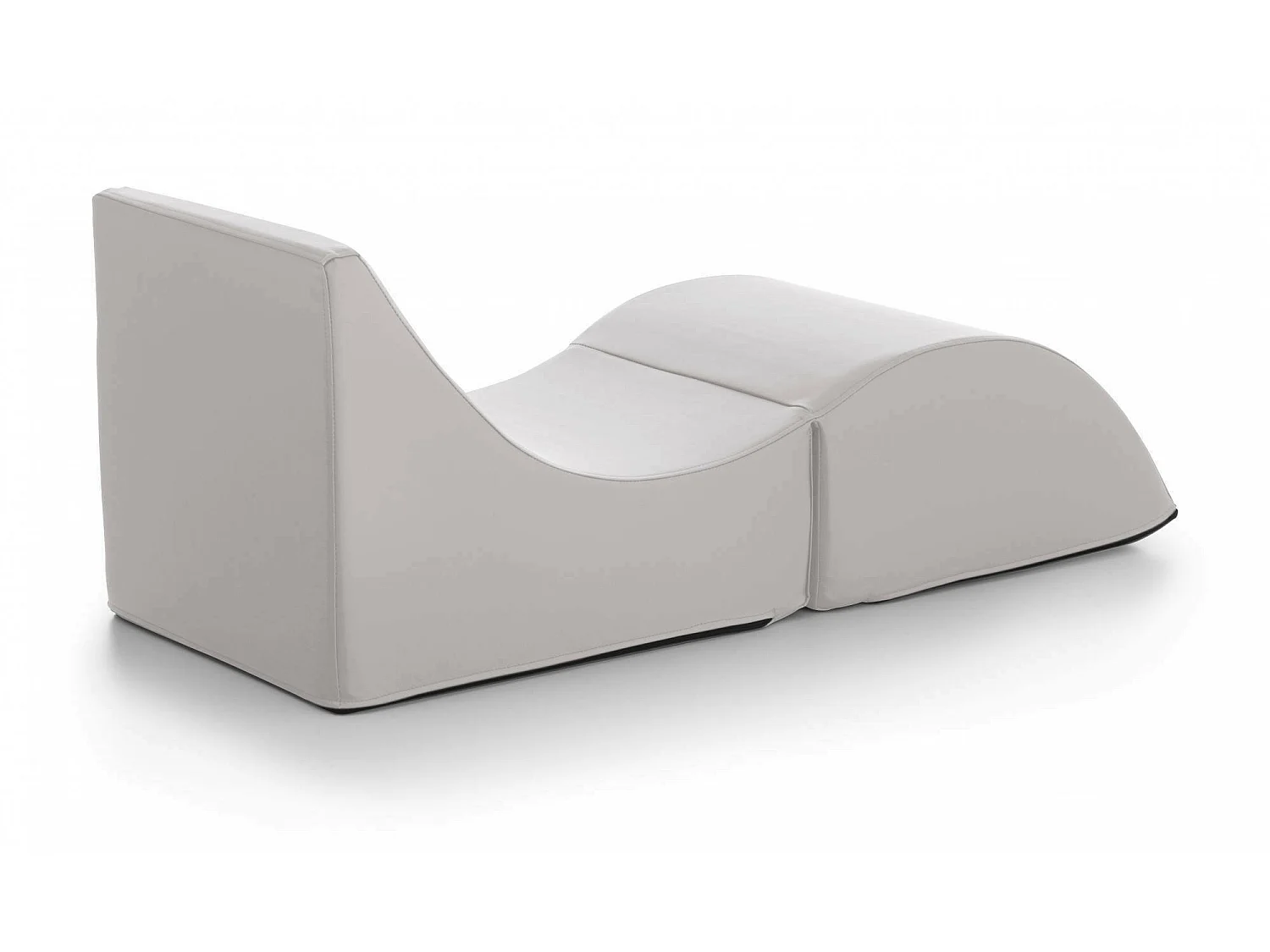 Dabaz opklapbed, Poef om te bouwen tot een eenpersoonsbed, 100% Made in Italy, Poef om te bouwen tot chaise longue in eco-leer, 130x50h50 cm, Wit