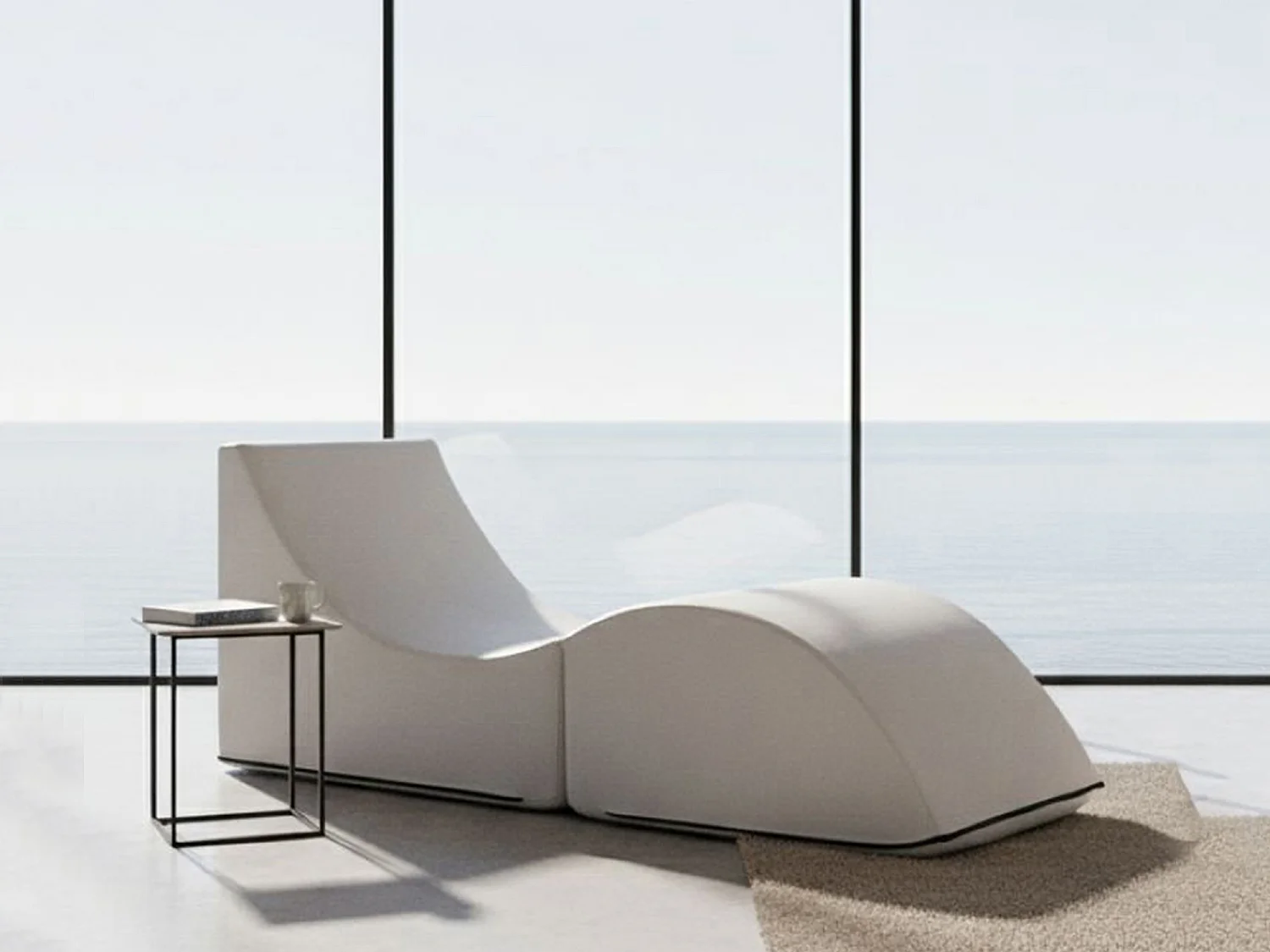 Dabaz opklapbed, Poef om te bouwen tot een eenpersoonsbed, 100% Made in Italy, Poef om te bouwen tot chaise longue in eco-leer, 130x50h50 cm, Wit