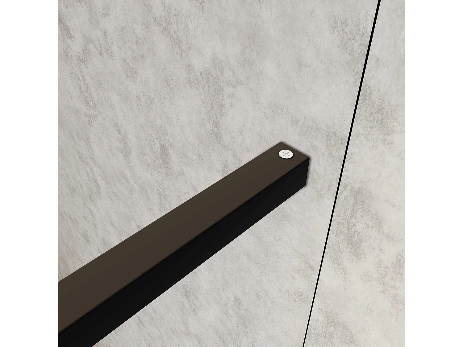 Box Doccia Walk in 130x200cm Parete Fissa 100cm + Paretina 30cm Vetro 8mm Temperato Anticalcare Serigrafato Nero Riquadri Barra Stabilizzatrice 90cm