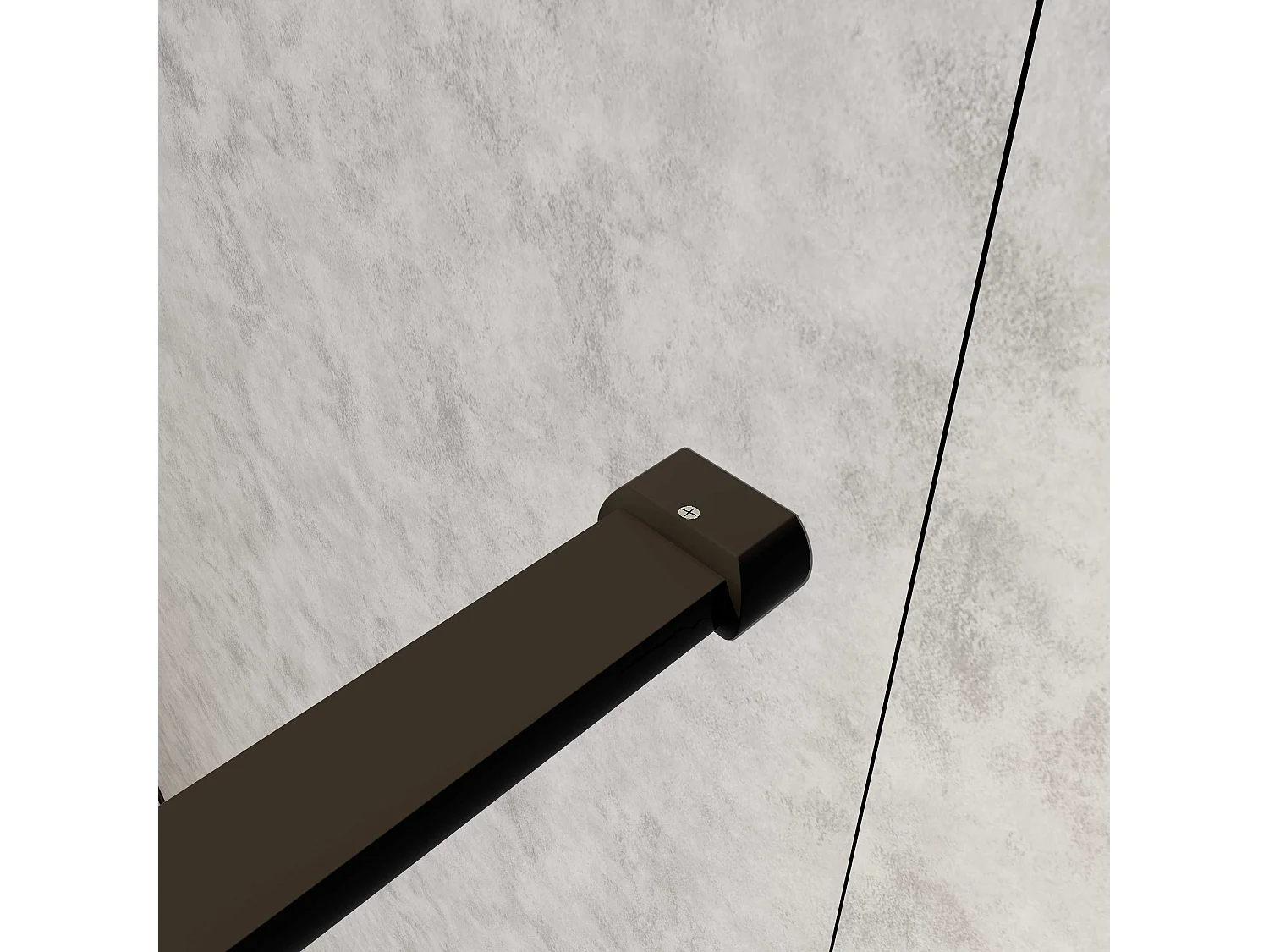 Box Doccia Walk in 160x200cm Parete Fissa 120cm+Paretina 40cm Vetro 8mm Anticalcare Serigrafato Nero Riquadri Barra Stabilizzatrice Piatta 90cm