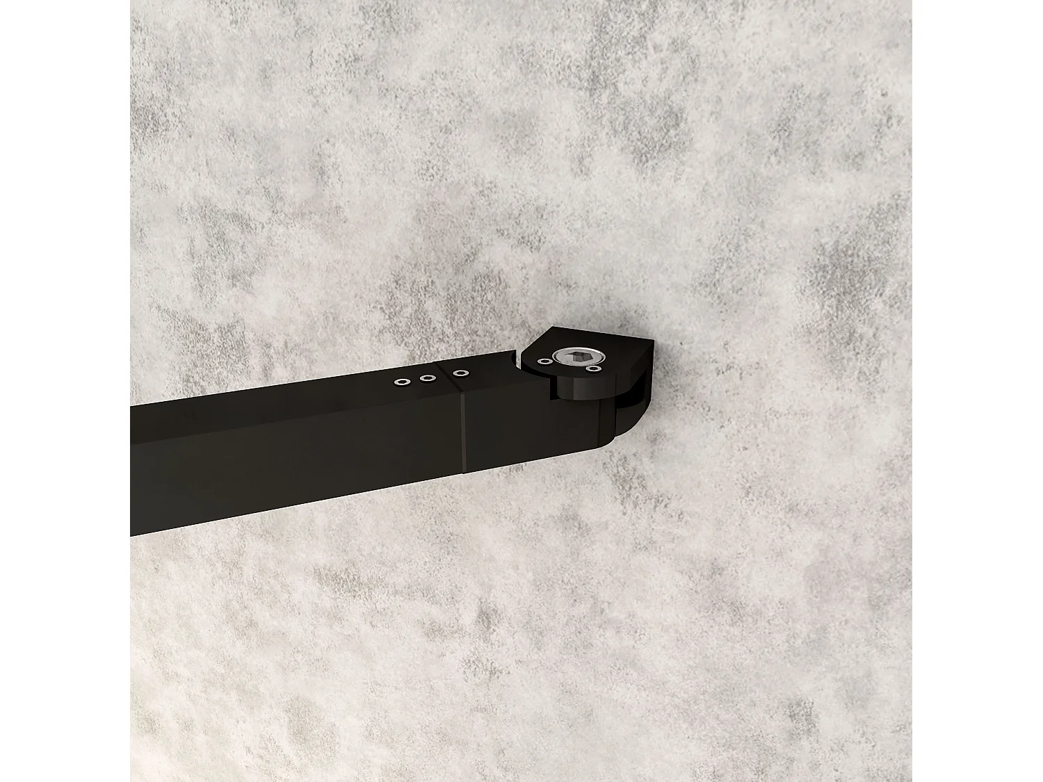 Box Doccia Walk in 150x200cm Parete Fissa 110cm+Paretina 40cm Vetro 8mm Anticalcare Serigrafato Nero Riquadri Barra Stabilizzatrice 73-120cm