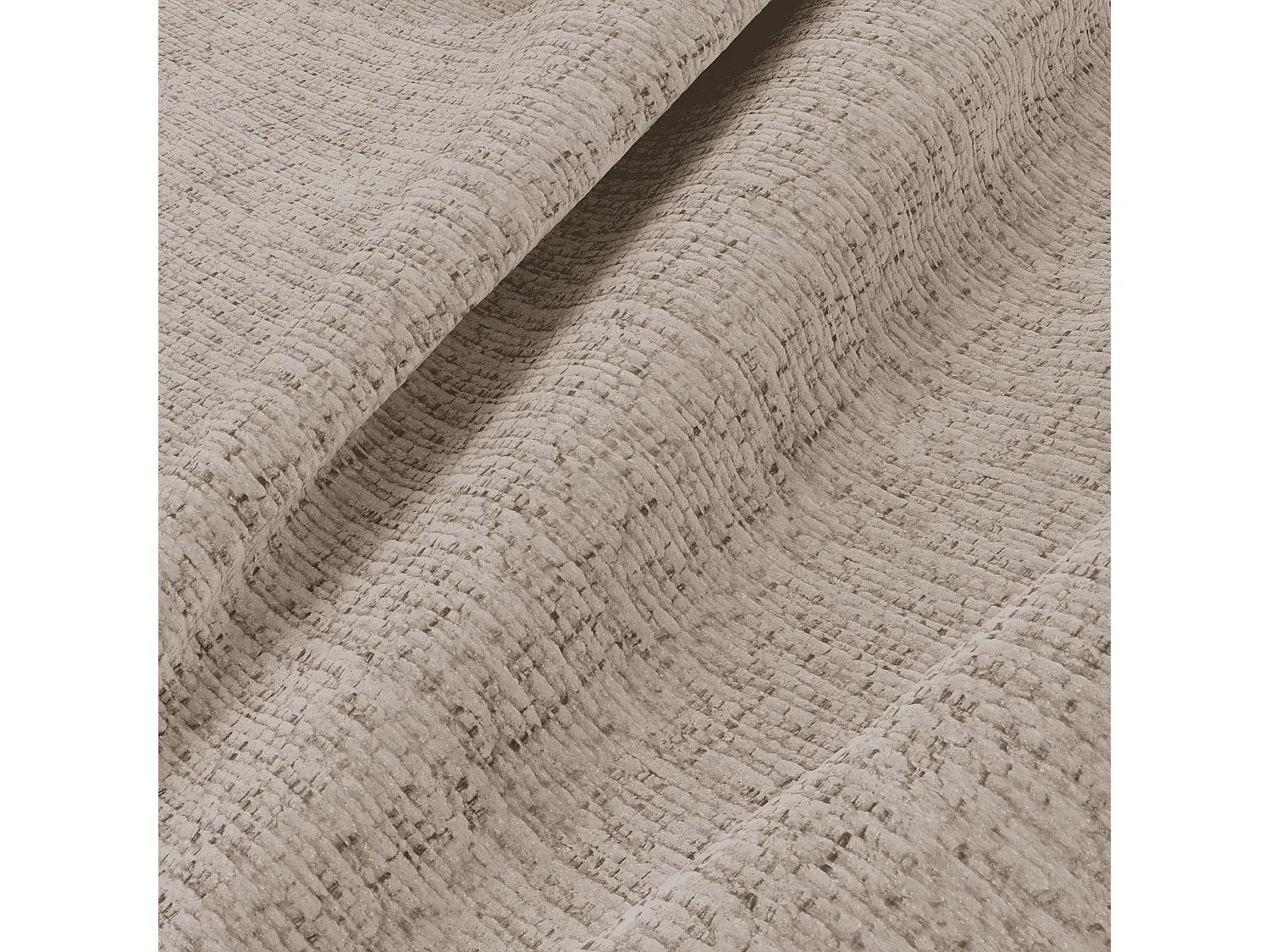 Canapé d'angle droit convertible express COMO 5 places en tissu tramé toucher doux beige