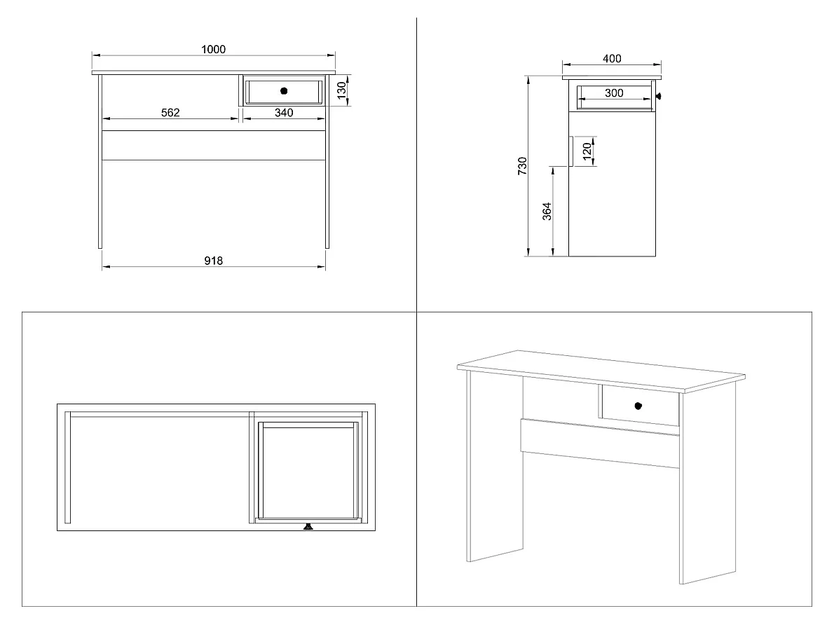 Scrivania moderna 100x75 cm con cassetto bianco legno SCG8
