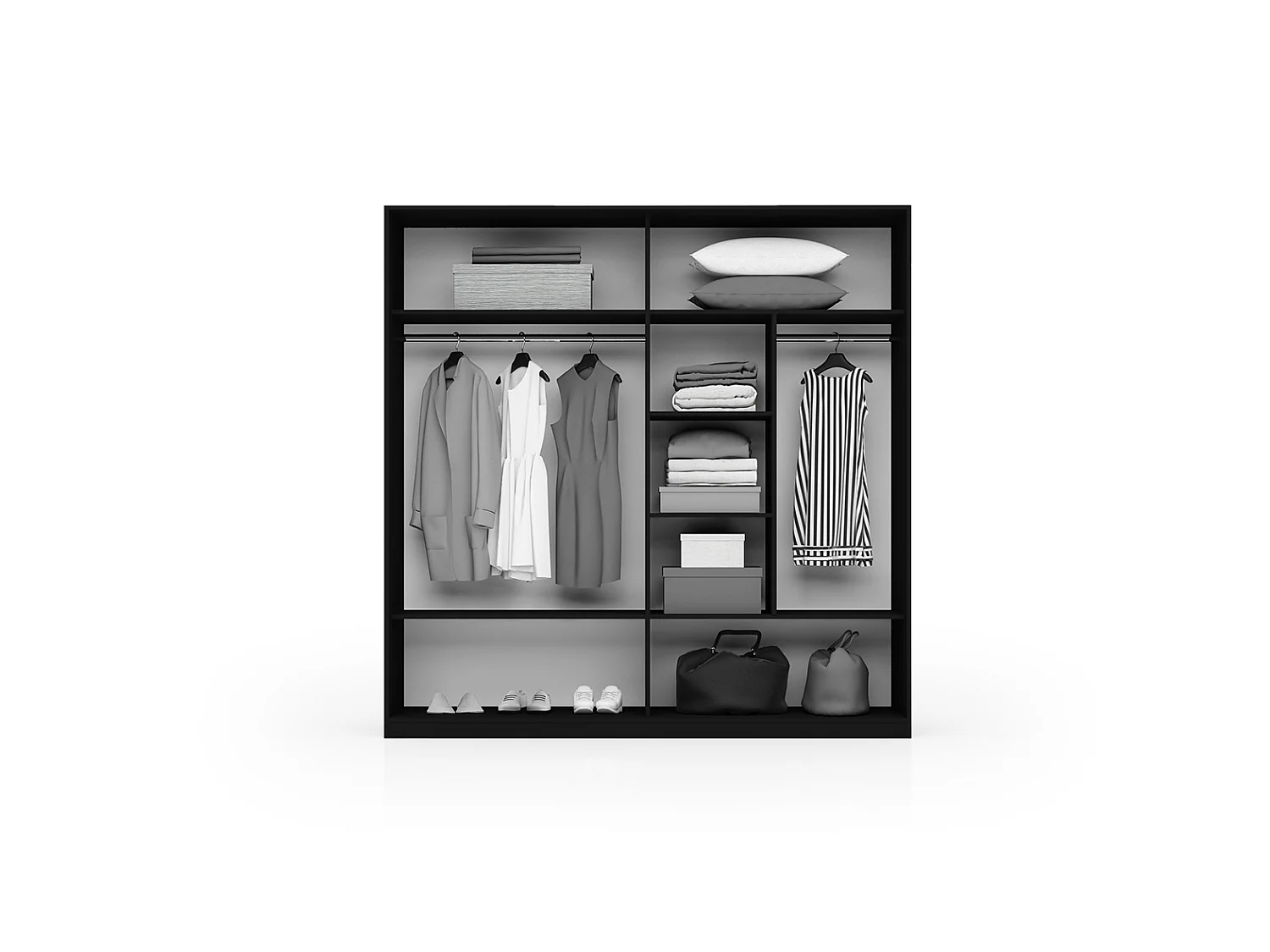 Armadio ante scorrevoli 200x203 cm rovere dorato e nero AG59