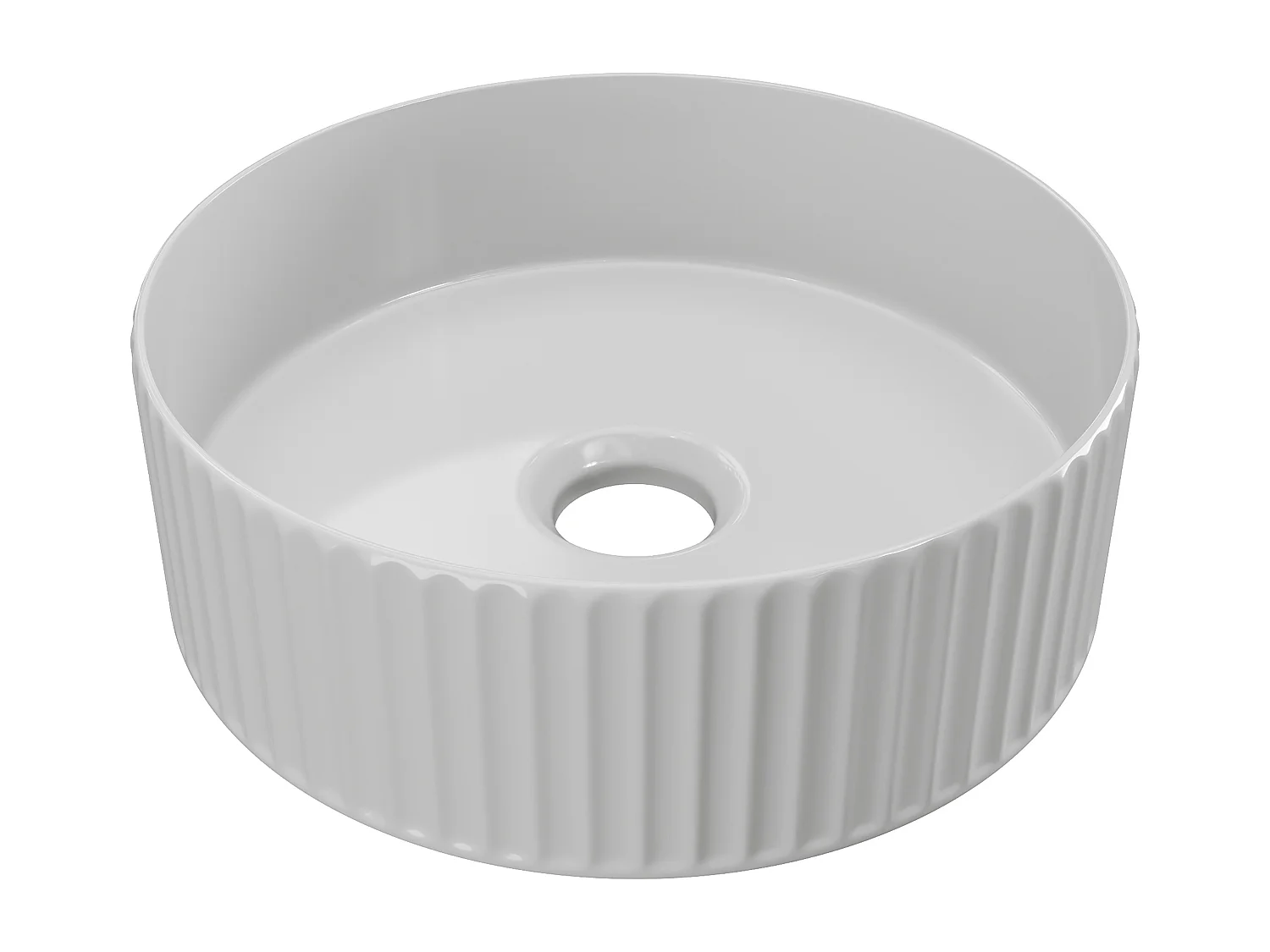 Meuble de salle de bain texturé suspendu avec vasque à poser ronde striée - Naturel clair - L90 cm - MERKAN