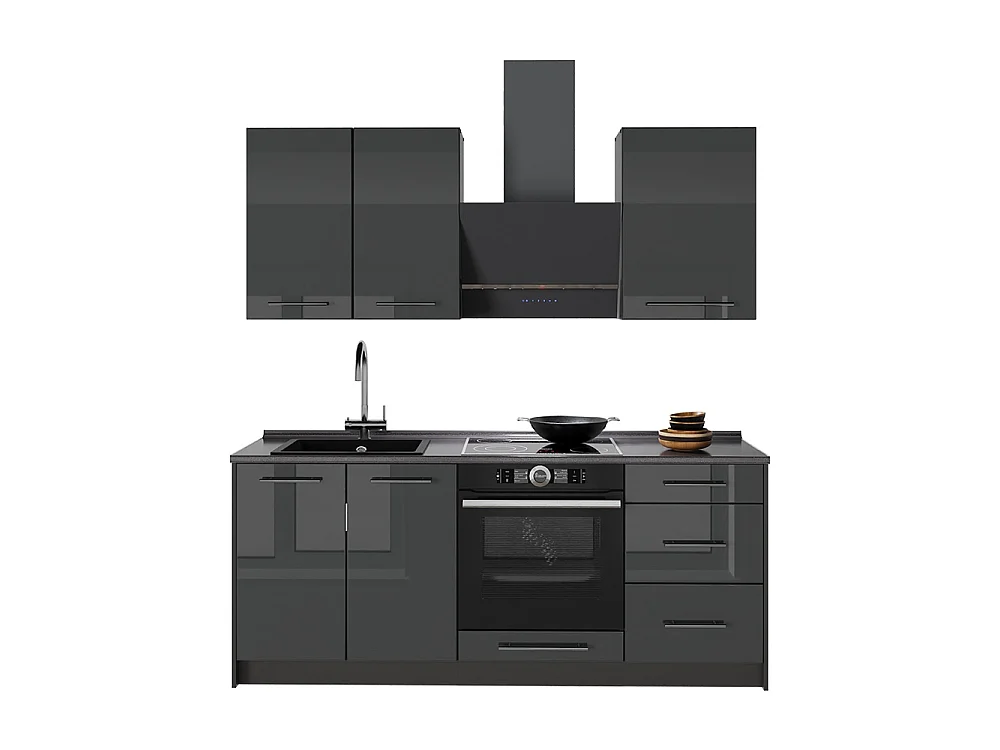 Kuchnia pojedyncza antracyt połysk/antracyt 190x60x82 fame-line