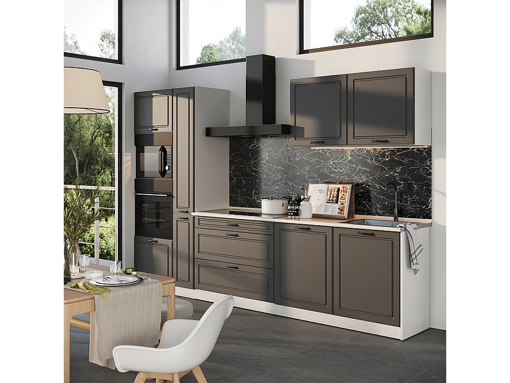 Zabudowa kuchenna antracyt wiejski/biały 310x60x206.8 r-line