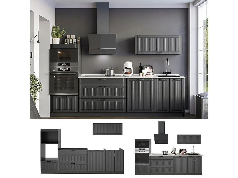 Cuisine gris foncé/anthracite 280x60x153.6 fame-line