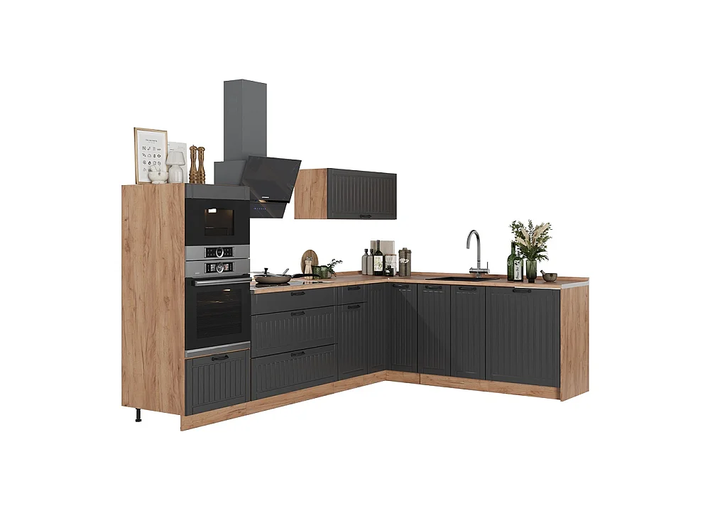 Kuchnia narożna ciemnoszary/dąb goldkraft 287x60x153.6 fame-line