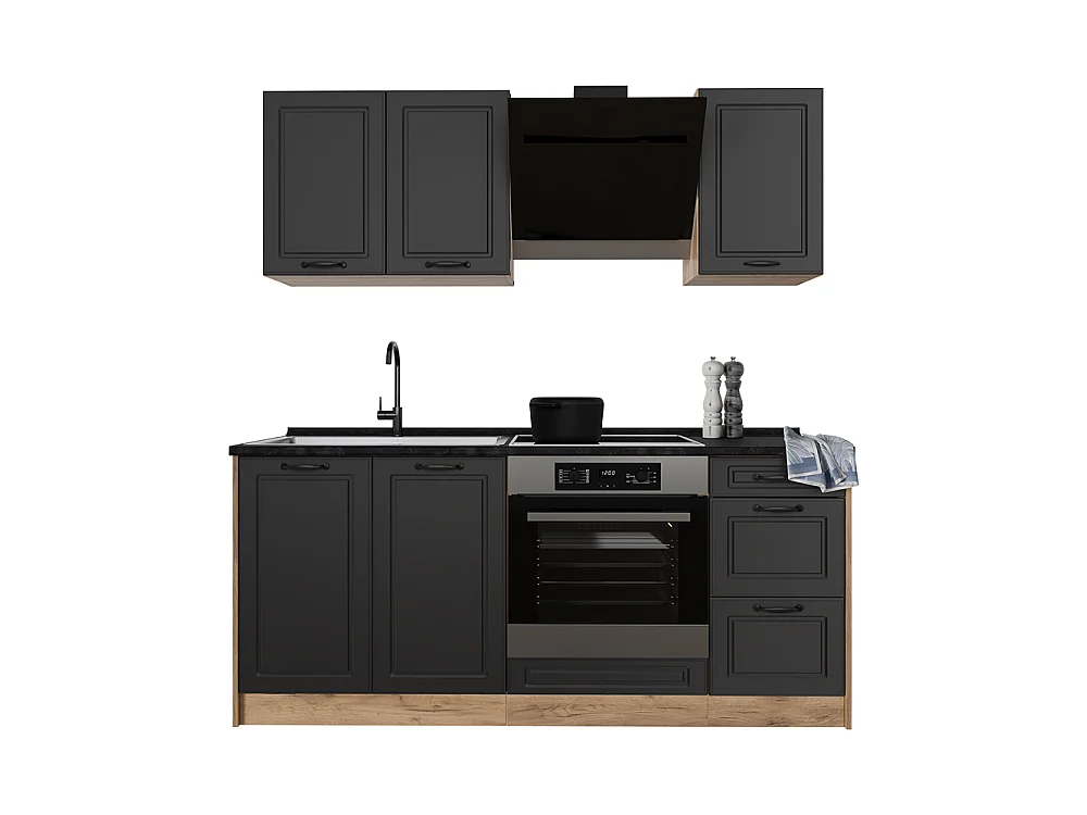 Kuchnia pojedyncza antracyt wiejski/dąb goldkraft 180x60x206.8 r-line