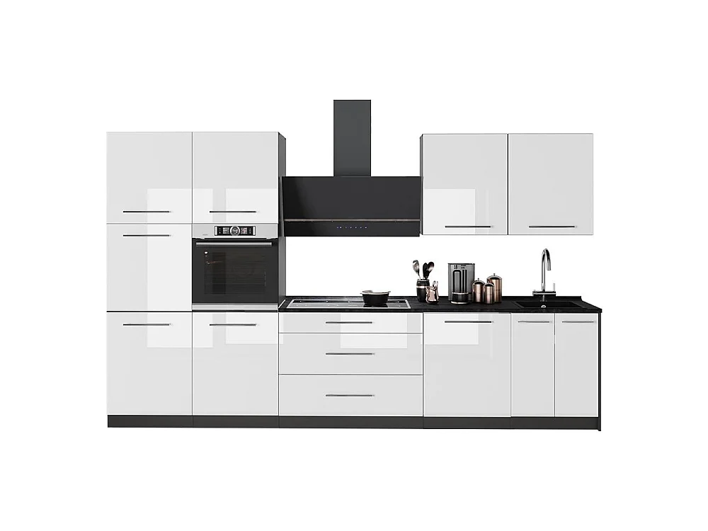 Kök vit högblank/antracit 340x60x206.8 fame-line