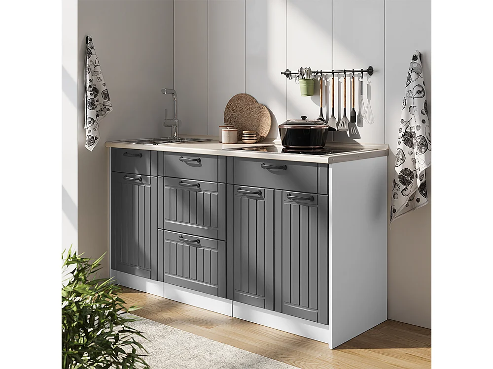 Blok kuchenny ciemnoszary/biały 150x60x82 fame-line