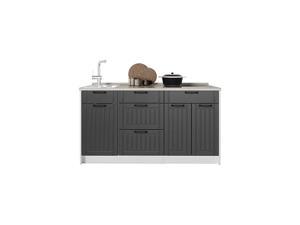 Blok kuchenny ciemnoszary/biały 150x60x82 fame-line