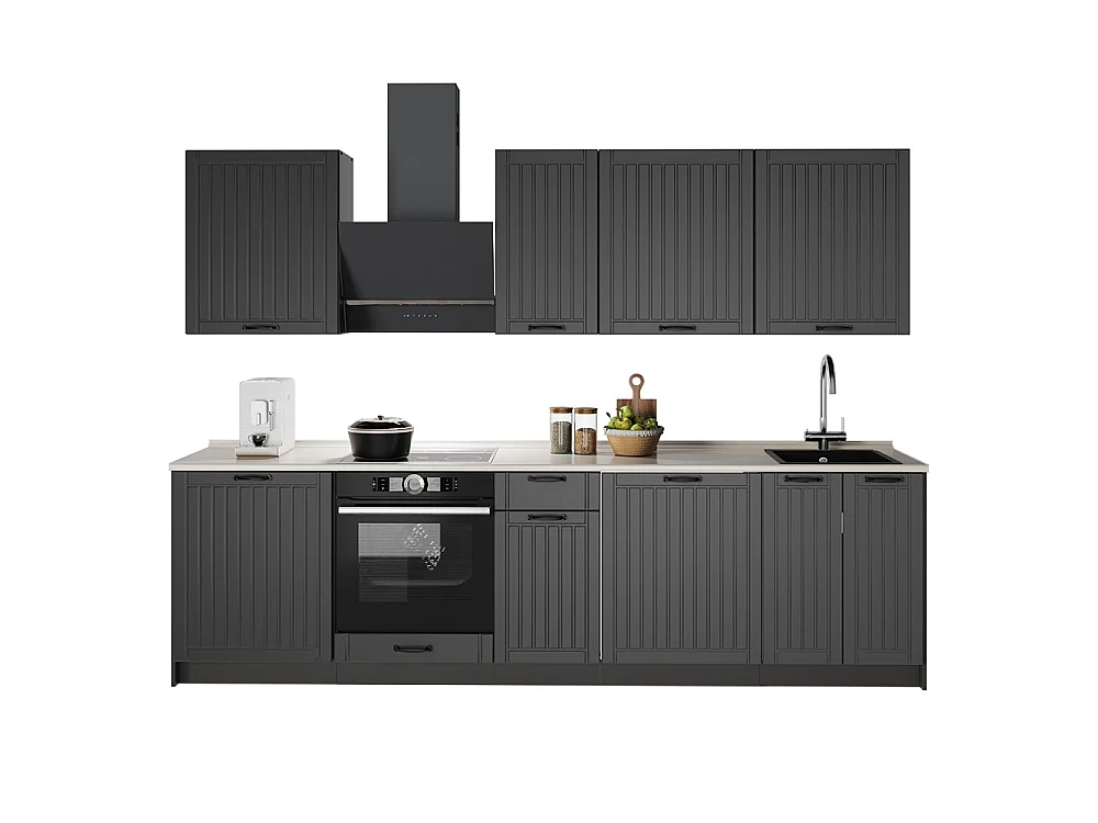 Cuisine gris foncé/blanc 280x60x82 fame-line