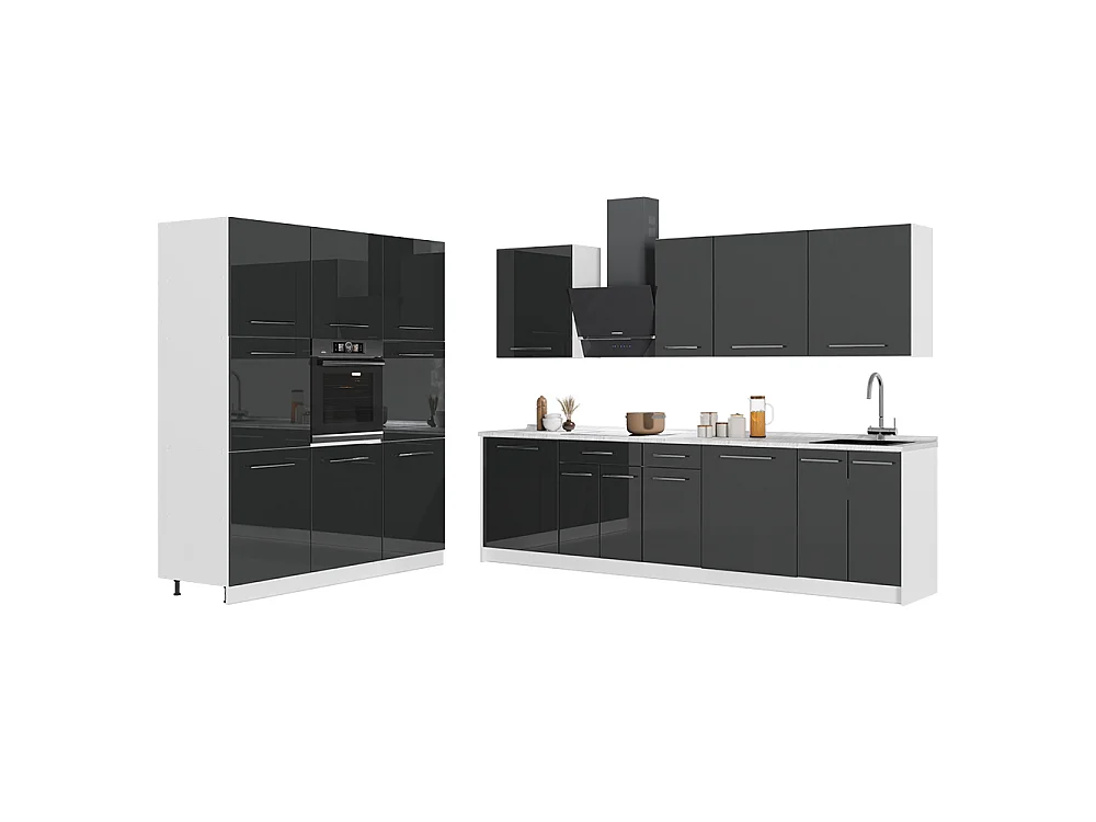 Cuisine anthracite haute brillance/blanc 460x60x206.8 fame-line