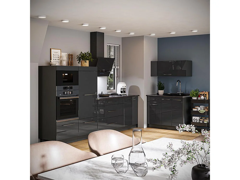Kuchnia antracyt połysk/antracyt 380x60x153.6 fame-line