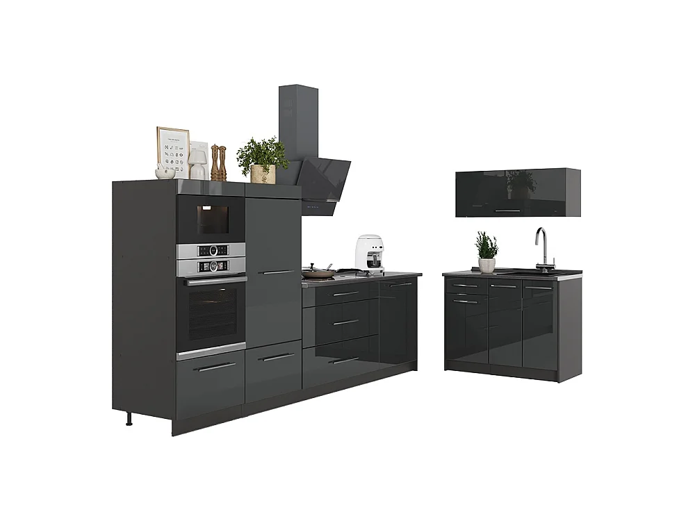 Kuchnia antracyt połysk/antracyt 380x60x153.6 fame-line
