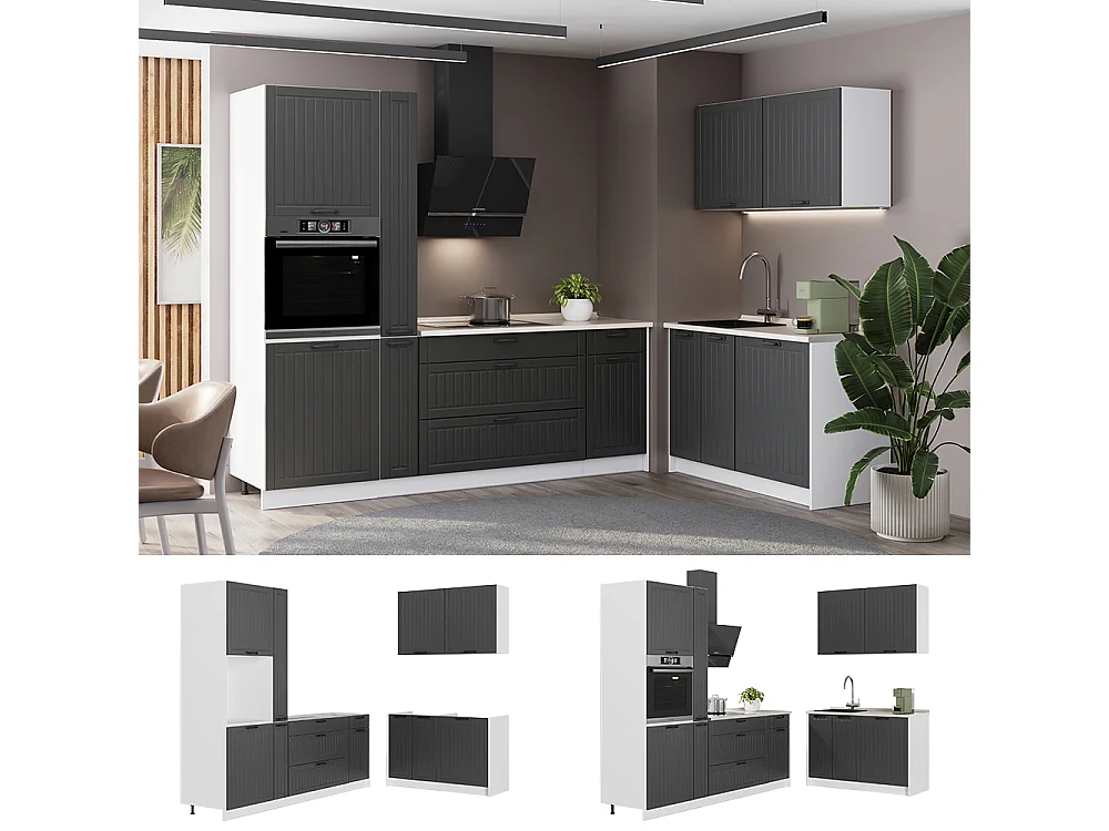 Kuchnia ciemnoszary/biały 220x60x206.8 fame-line