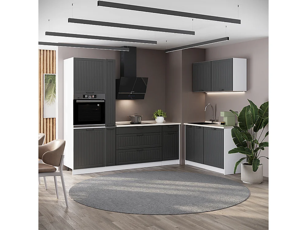 Kuchnia ciemnoszary/biały 220x60x206.8 fame-line