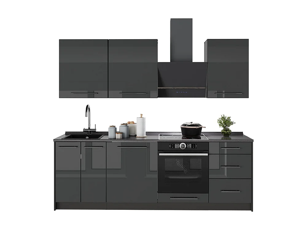 Cuisine anthracite haute brillance/anthracite 230x51.6x82 fame-line