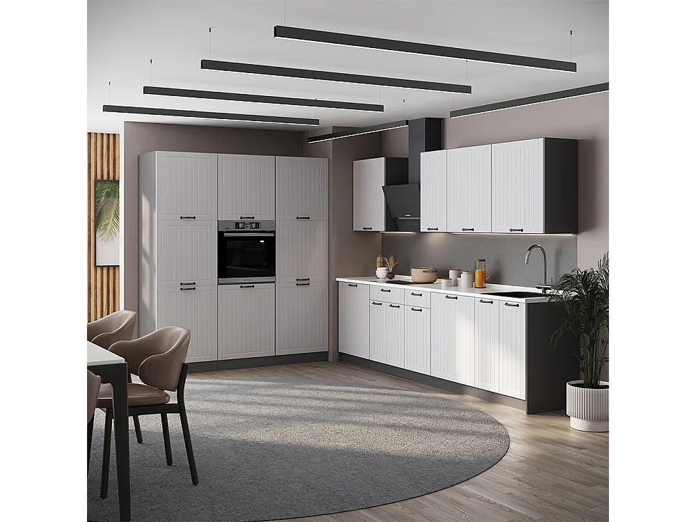 Kök vitt hus på landet/antracit 460x60x206.8 fame-line