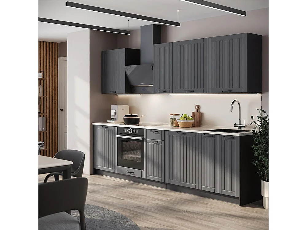 Zabudowa kuchenna ciemnoszary/biały 280x60x82 fame-line