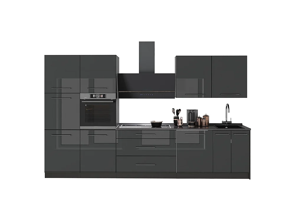 Zabudowa kuchenna antracyt połysk/antracyt 340x60x206.8 fame-line