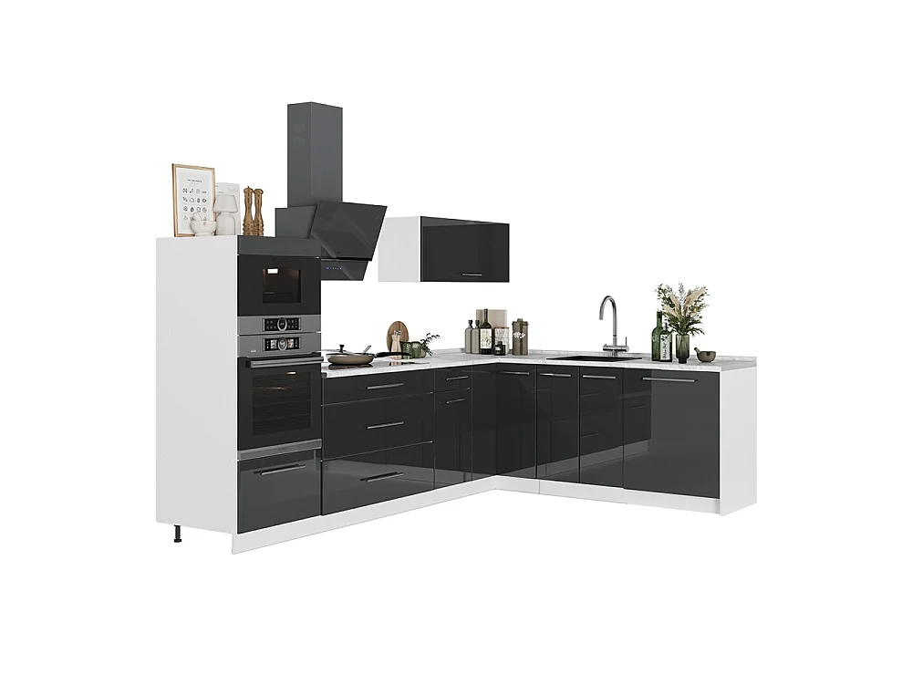 Kuchnia narożna antracyt połysk/biały 287x60x153.6 fame-line