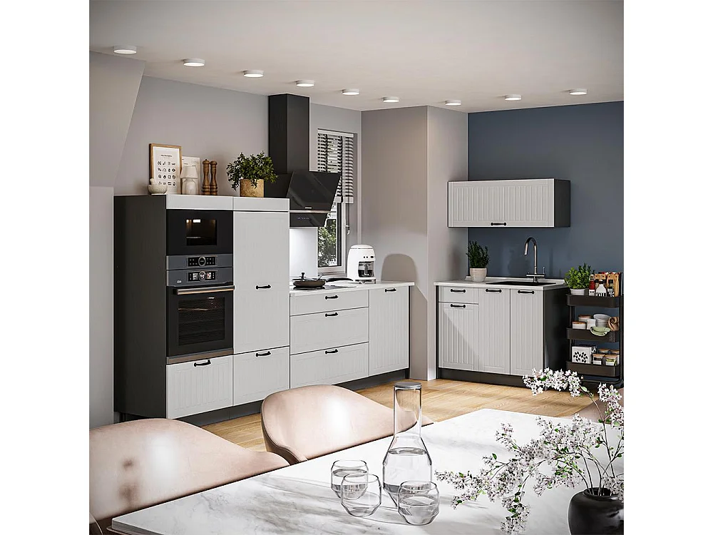 Kök vitt hus på landet/antracit 380x60x153.6 fame-line