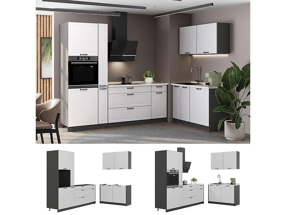 Kök vitt hus på landet/antracit 220x60x206.8 fame-line