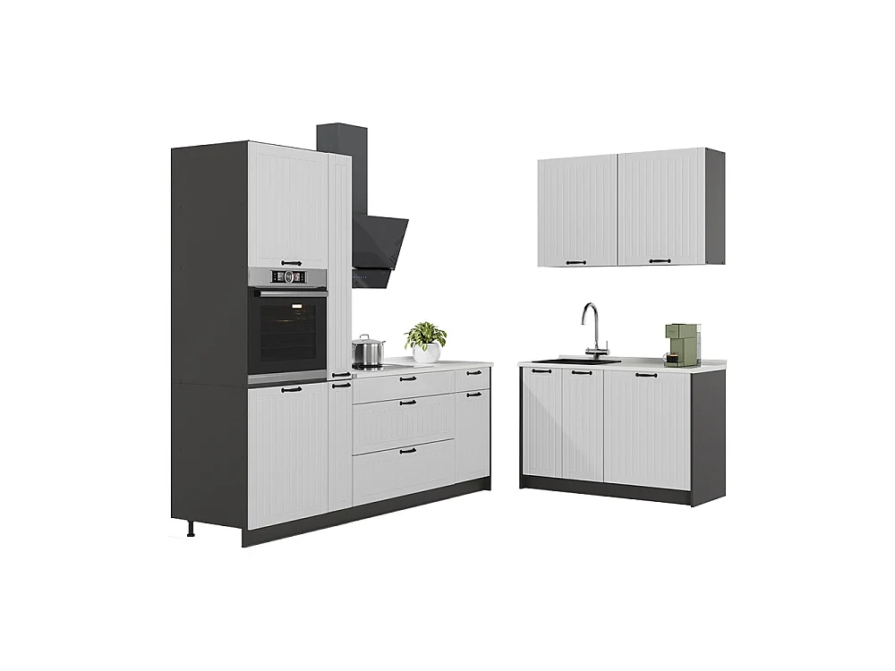 Kök vitt hus på landet/antracit 220x60x206.8 fame-line