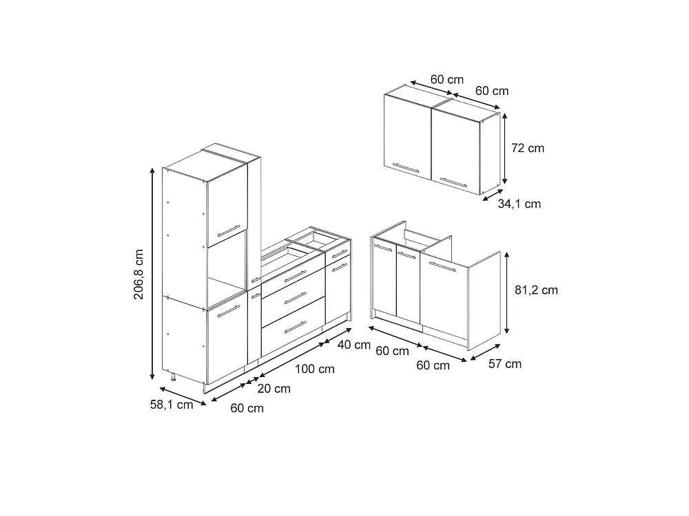 Kök vitt hus på landet/antracit 220x51.6x206.8 fame-line