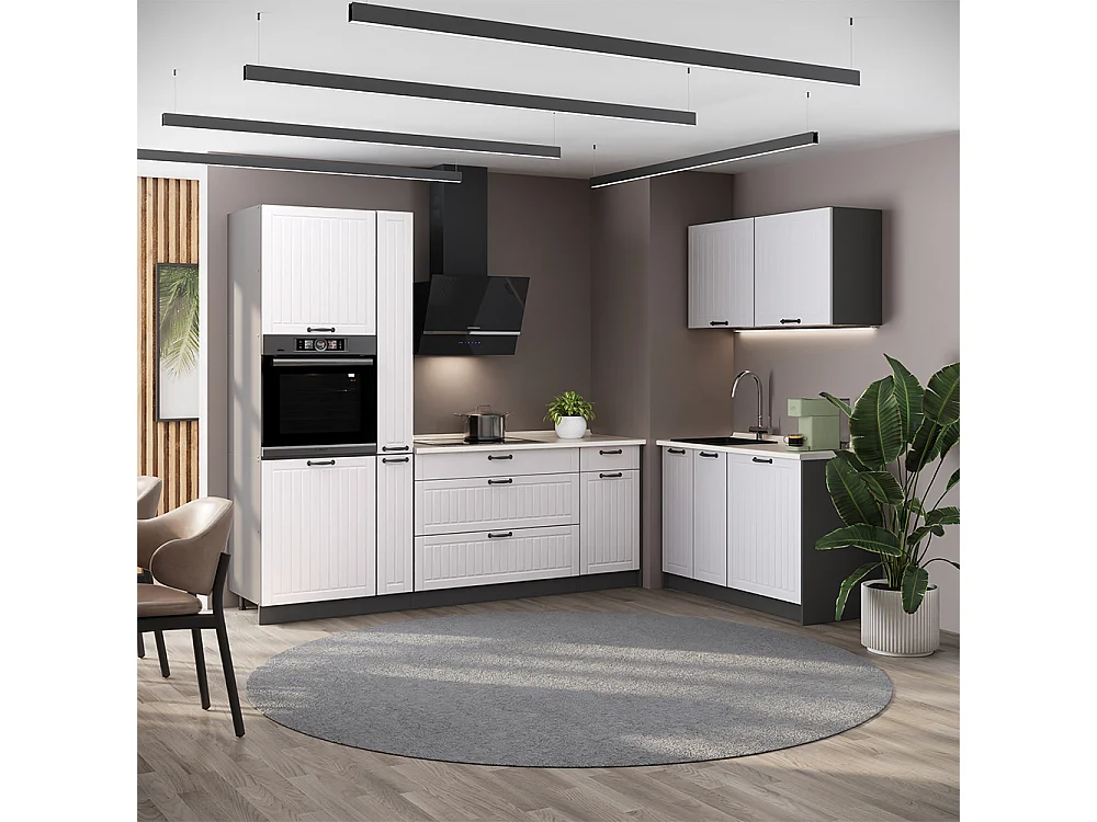 Kök vitt hus på landet/antracit 220x51.6x206.8 fame-line