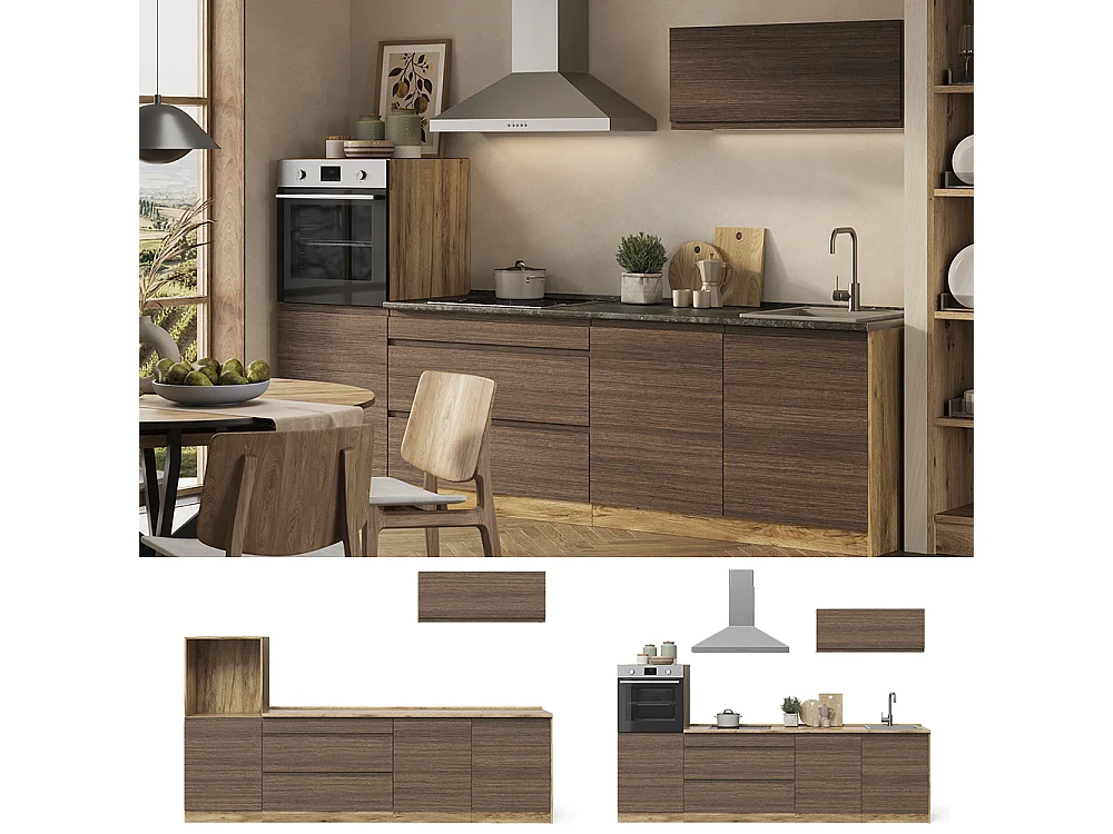 Aneks kuchenny tytoń i orzech włoski/dąb goldkraft 280x60x143 r-line