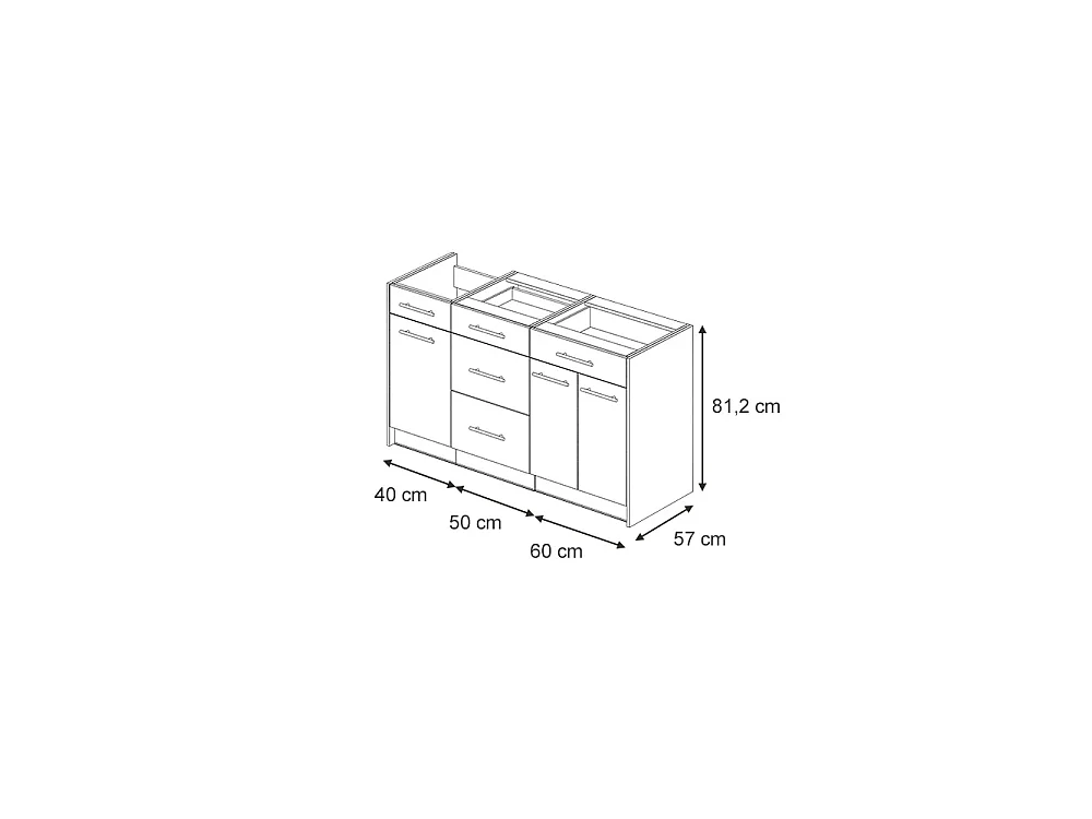 Bloque de cocina rojo burdeos alto brillo 150x51.6x82 fame-line