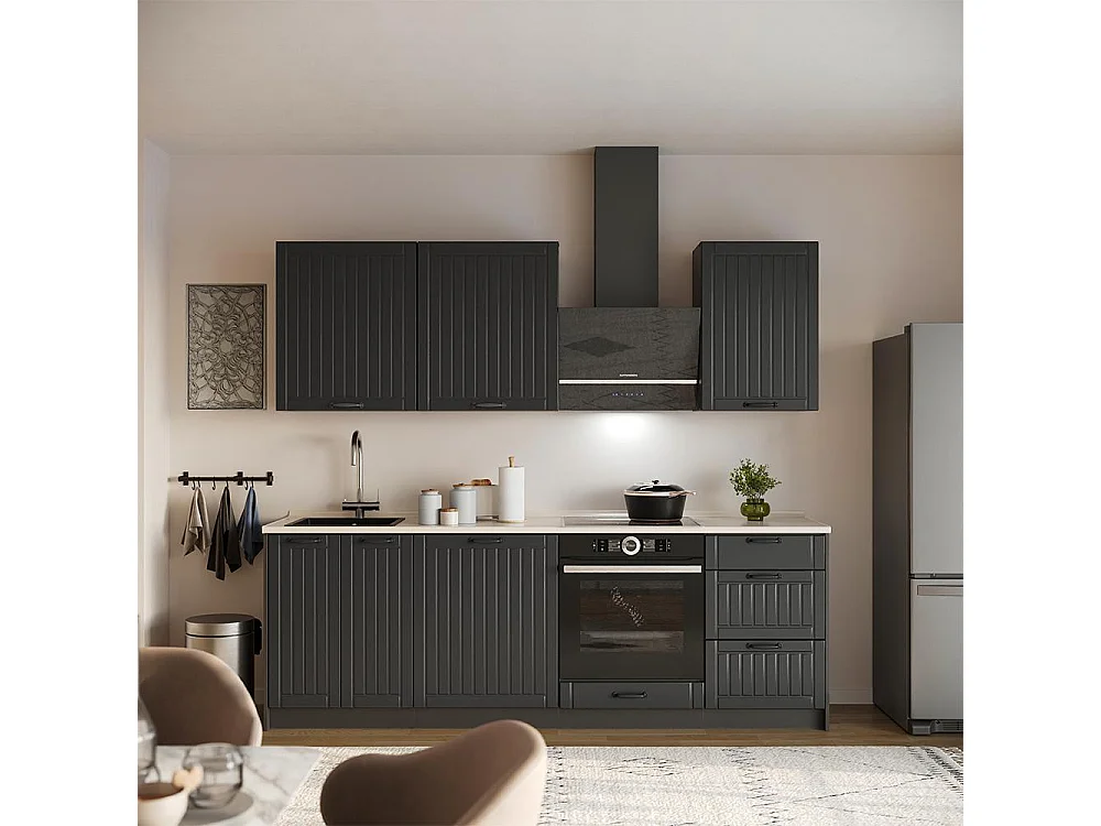 Zabudowa kuchenna ciemnoszary/antracyt 230x60x82 fame-line