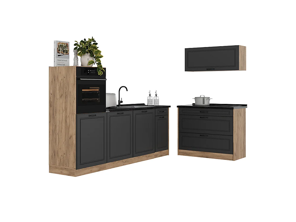 Aneks kuchenny antracyt wiejski/dąb goldkraft 220x60x143 r-line