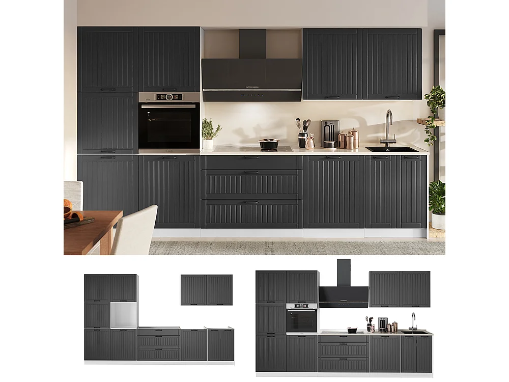 Cuisine gris foncé/blanc 340x60x206.8 fame-line