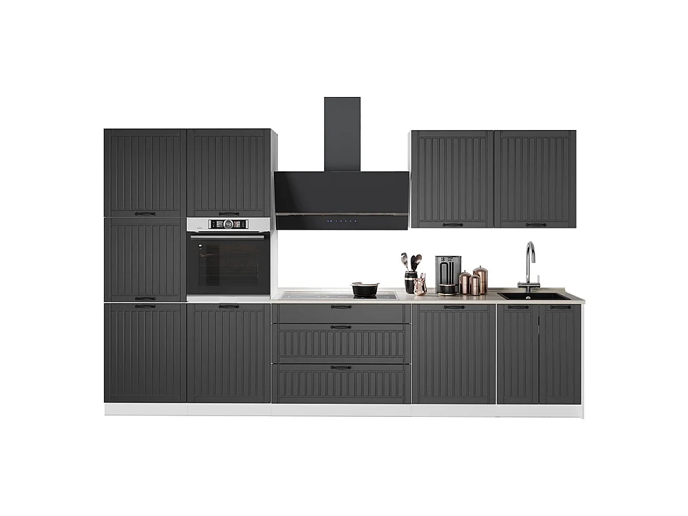 Cuisine gris foncé/blanc 340x60x206.8 fame-line