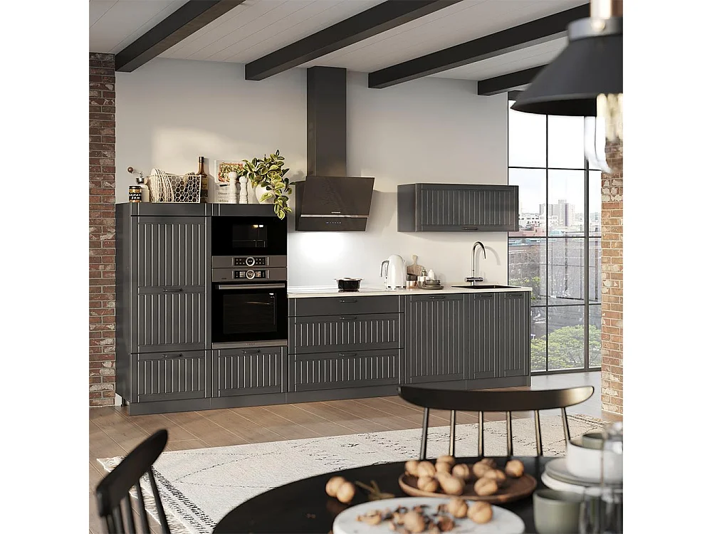 Zabudowa kuchenna ciemnoszary/antracyt 340x60x153.6 fame-line