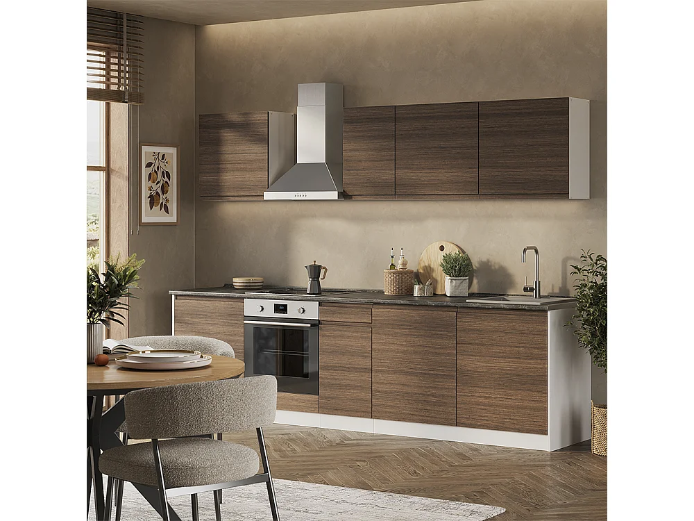 Aneks kuchenny tytoń i orzech włoski/biały 280x60x206.8 r-line