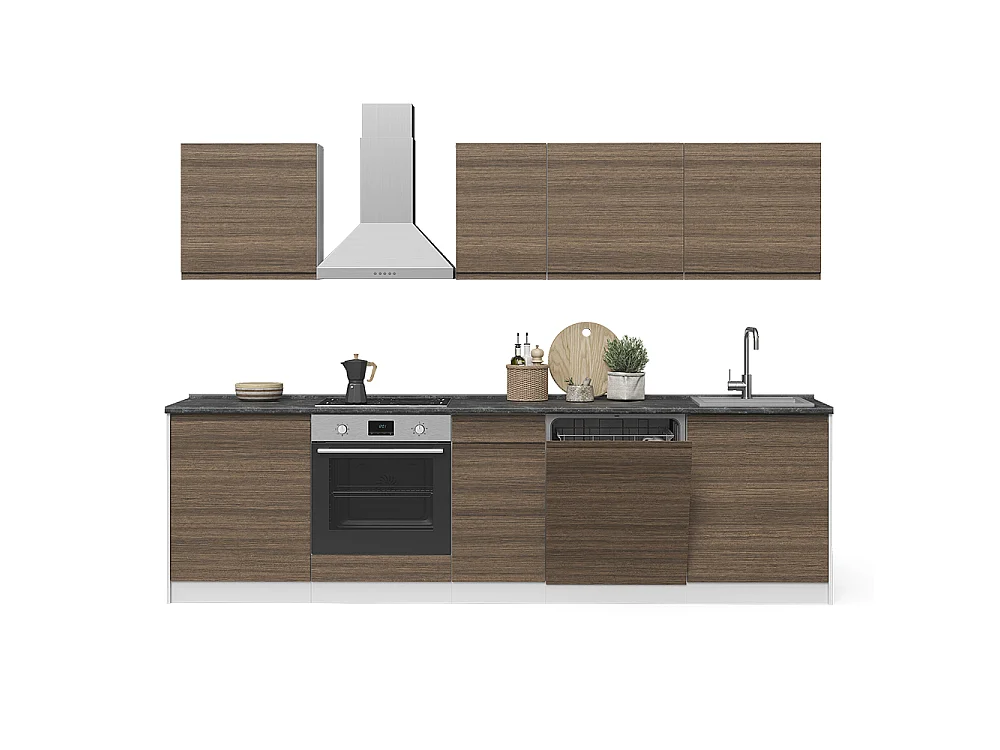 Aneks kuchenny tytoń i orzech włoski/biały 280x60x206.8 r-line