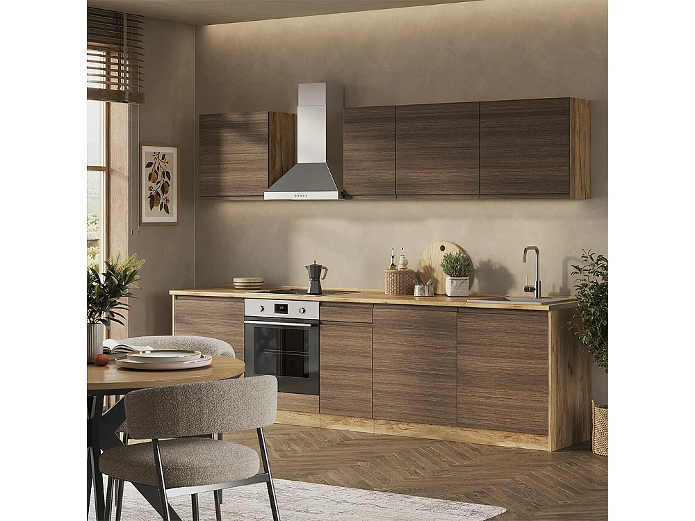 Aneks kuchenny tytoń i orzech włoski/dąb goldkraft 280x60x206.8 r-line