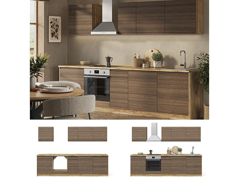 Aneks kuchenny tytoń i orzech włoski/dąb goldkraft 280x60x206.8 r-line